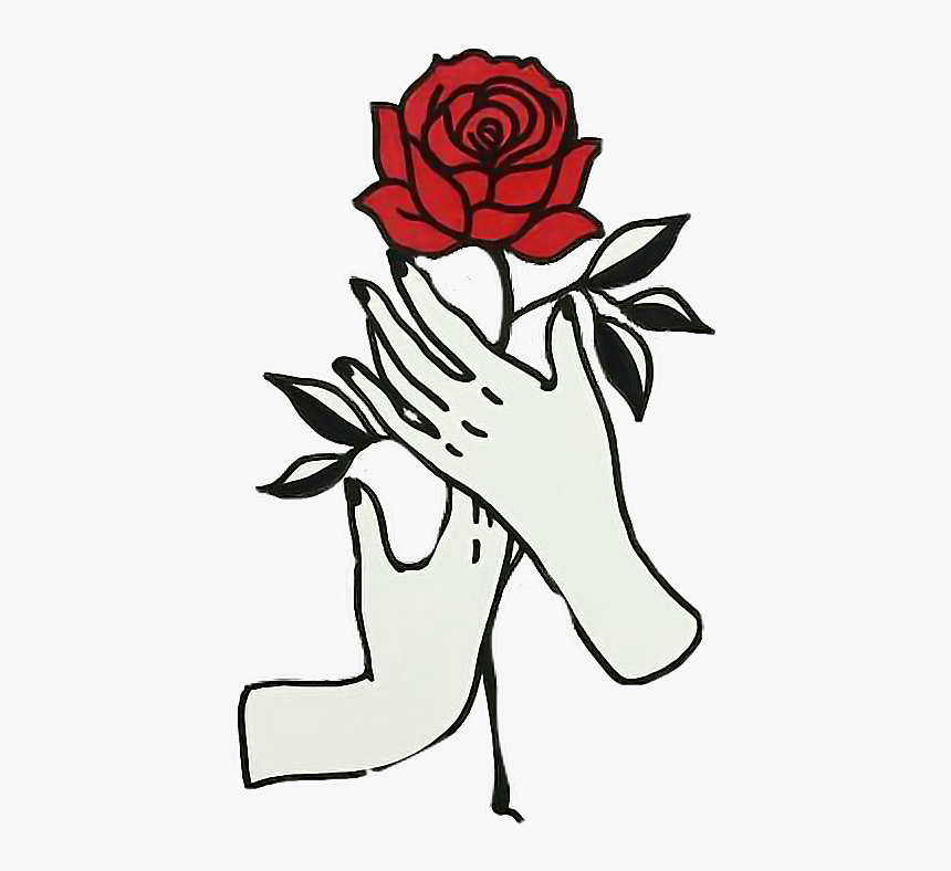 Roses Drawings Hands , Png Download - Rose In Hand Drawing, Transparent Png, Free Download