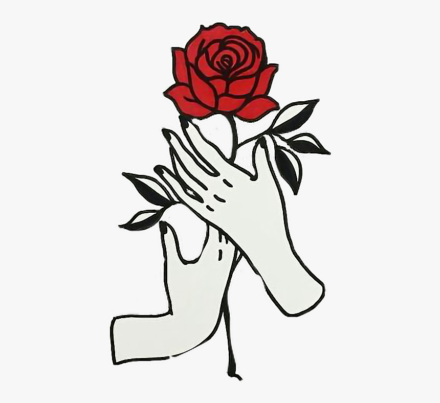 Roses Drawings Hands , Png Download - Rose In Hand Drawing, Transparent Png...