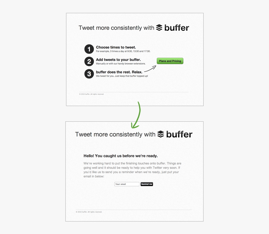 How Buffer Got Started - Fake Door Testing Examples, HD Png Download, Free Download