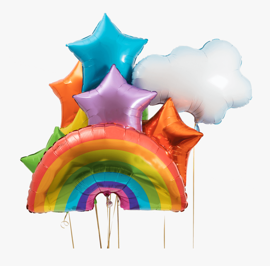 Rainbow Foil Balloon Bouquet - Illustration, HD Png Download, Free Download