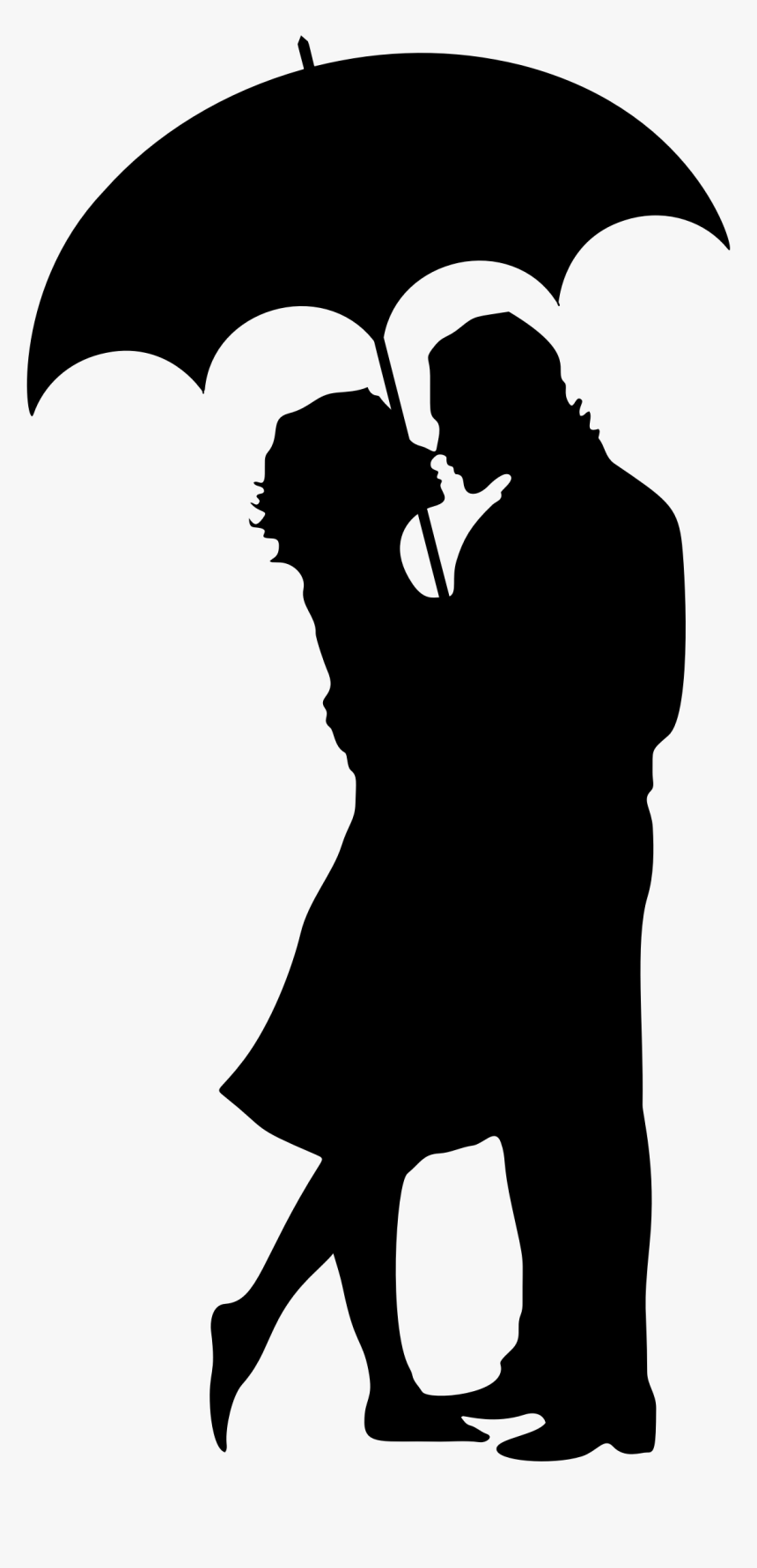 Couple Under Umbrella Black And White Png Clipart , - Silhouette Of Couple With Umbrella, Transparent Png, Free Download