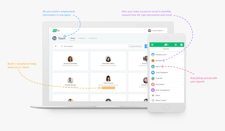 Goco All In One Hr, Benefits, Payroll Sync - Automatización De Procesos Con Software, HD Png Download, Free Download