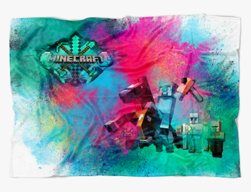 Minecraft Fleece Blanket Steve Diamond Sword Color - Visual Arts, HD Png Download, Free Download