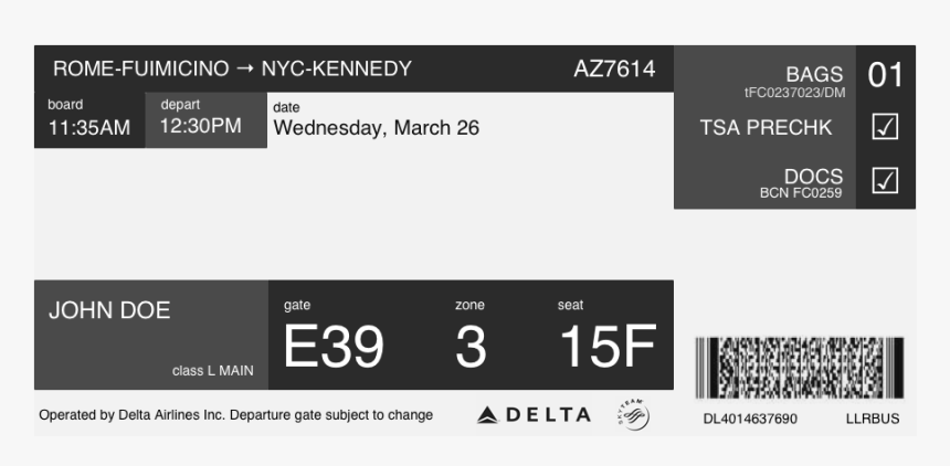 Plane Ticket - Delta Airlines Toys, HD Png Download, Free Download