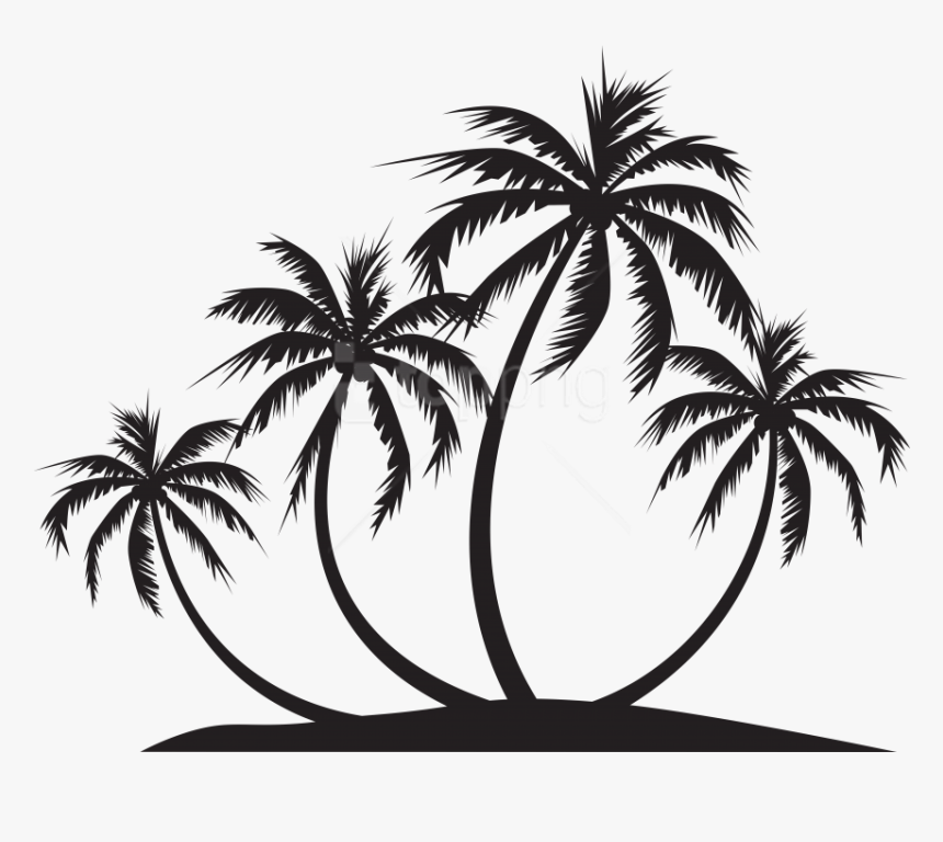 Free Png Download Palm Island Silhouette Clipart Png - Silhouette Coconut Tree Png, Transparent Png, Free Download