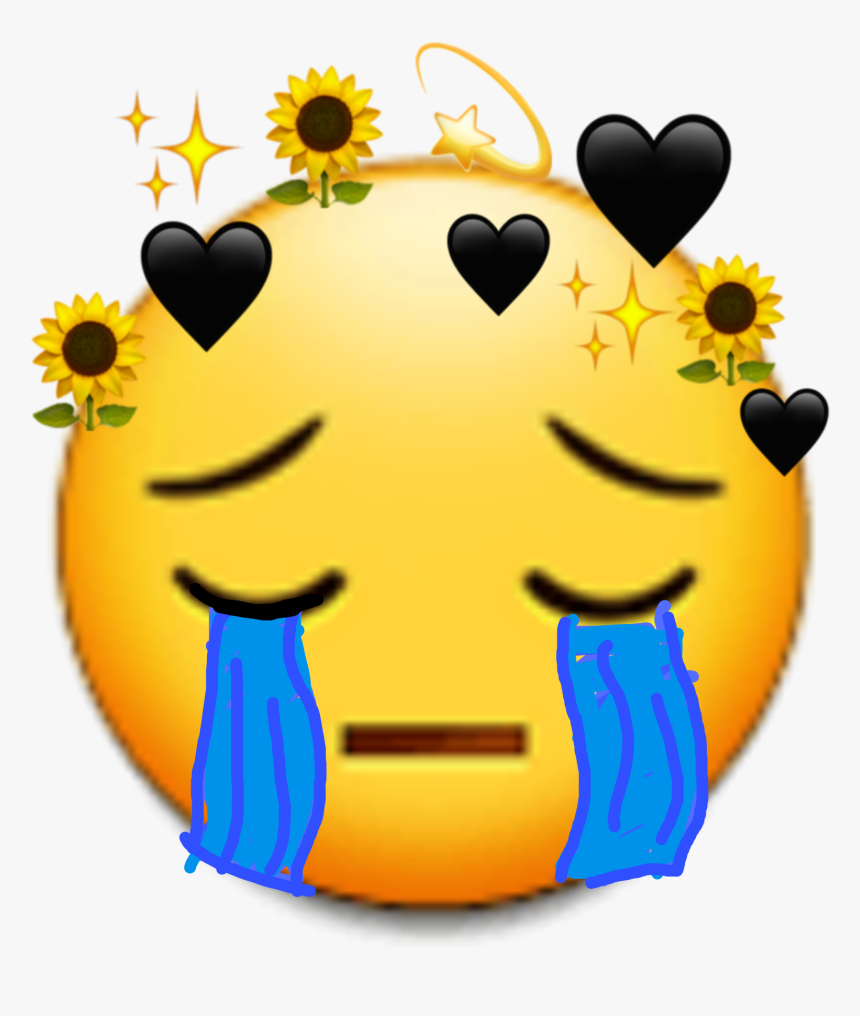 #triste #emoji #emoticon #happy # Edit #picsart #desenho - Flower Crown Png Emoji, Transparent Png, Free Download