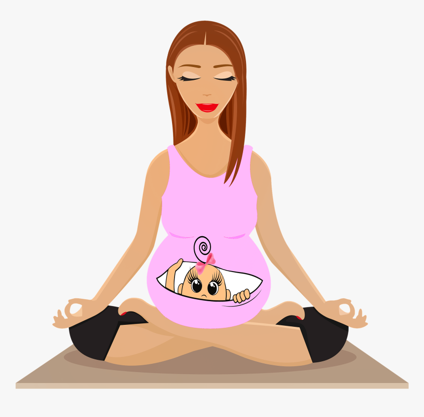 Pregnant Women Doing Yoga Cartoon, HD Png Download, Free Download