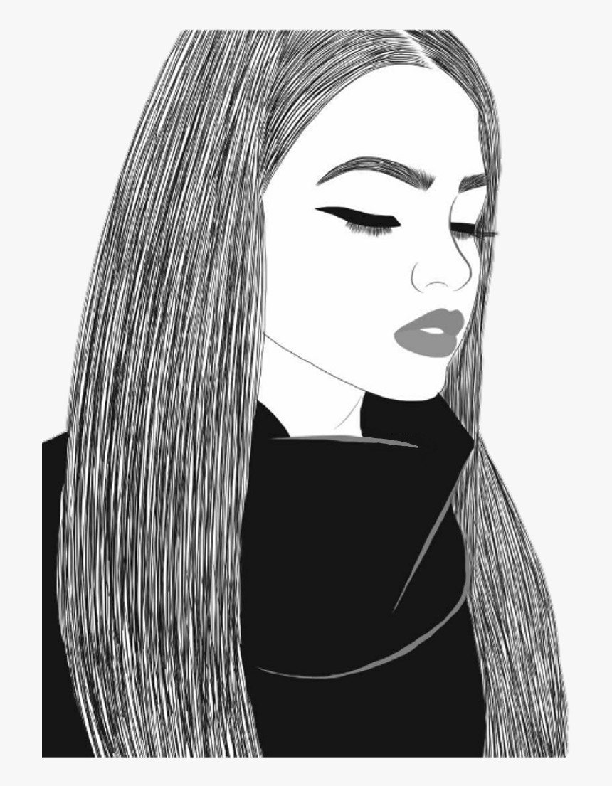 chica #outlines #dibujo #tumblr - Girls With A Black Outline, HD Png  Download - kindpng