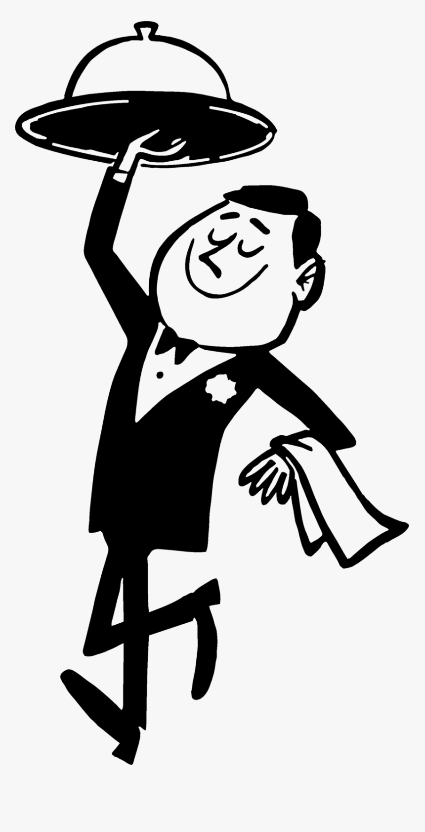 Restaurants Clipart Waiter - Waiter Clipart Black And White, HD Png Download, Free Download
