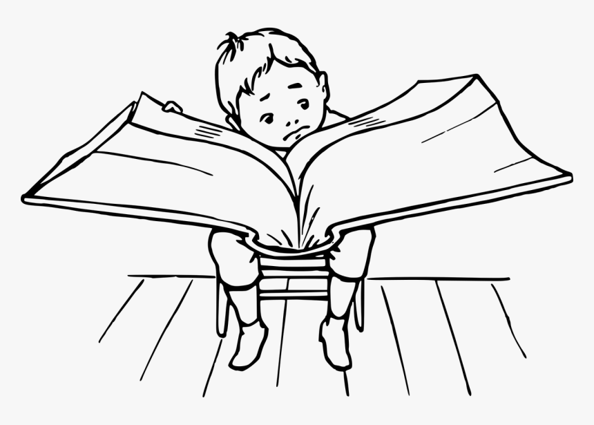 Thumb Image - Reading A Book Clipart Black And White, HD Png Download, Free Download