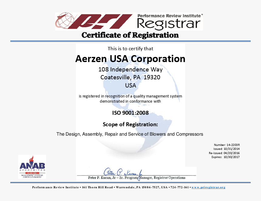 Aerzen Usa Certificate - Certificate, HD Png Download, Free Download