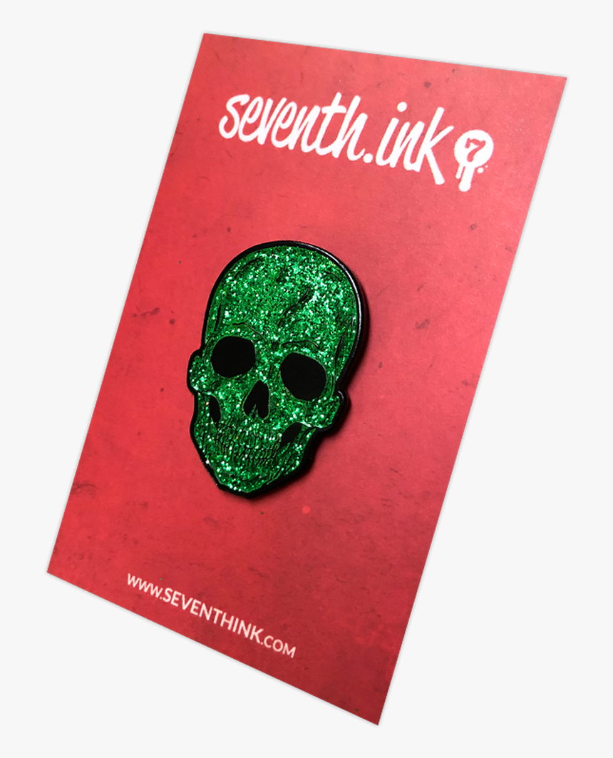 Green Glitter Skull Enamel Pin By Seventh - Lapel Pin, HD Png Download, Free Download