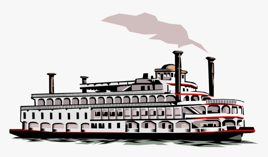 Vector Illustration Of Mississippi Paddleboat Or Paddle - Riverboat Clipart, HD Png Download, Free Download