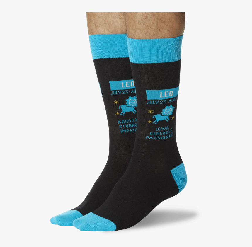 Men"s Leo Zodiac Socks Black On Leg Image One"
 Class="slick - Hockey Sock, HD Png Download, Free Download