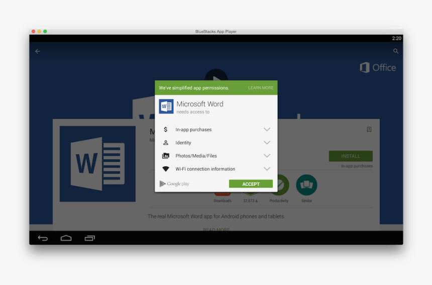 Bluestacks Android Emulator Officially Expands To Os - Microsoft Word, HD Png Download, Free Download