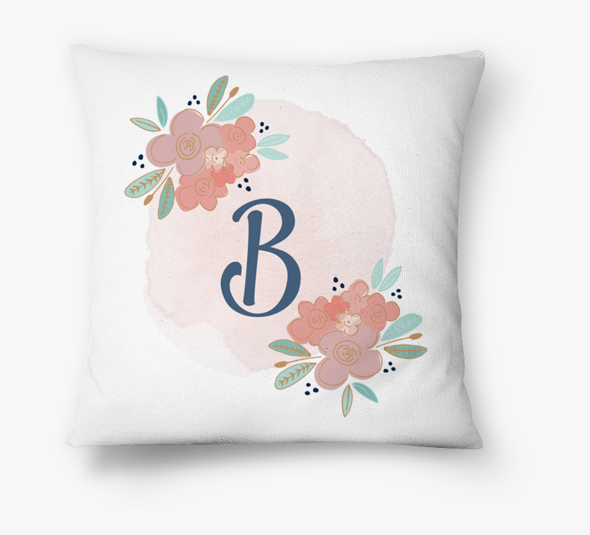 Almofada Monograma Floral B • Aquarela De Hang A Printna - Cushion, HD Png Download, Free Download