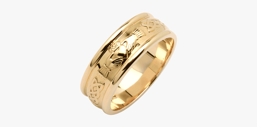 Claddagh Mens Wedding Ring Gold, HD Png Download, Free Download