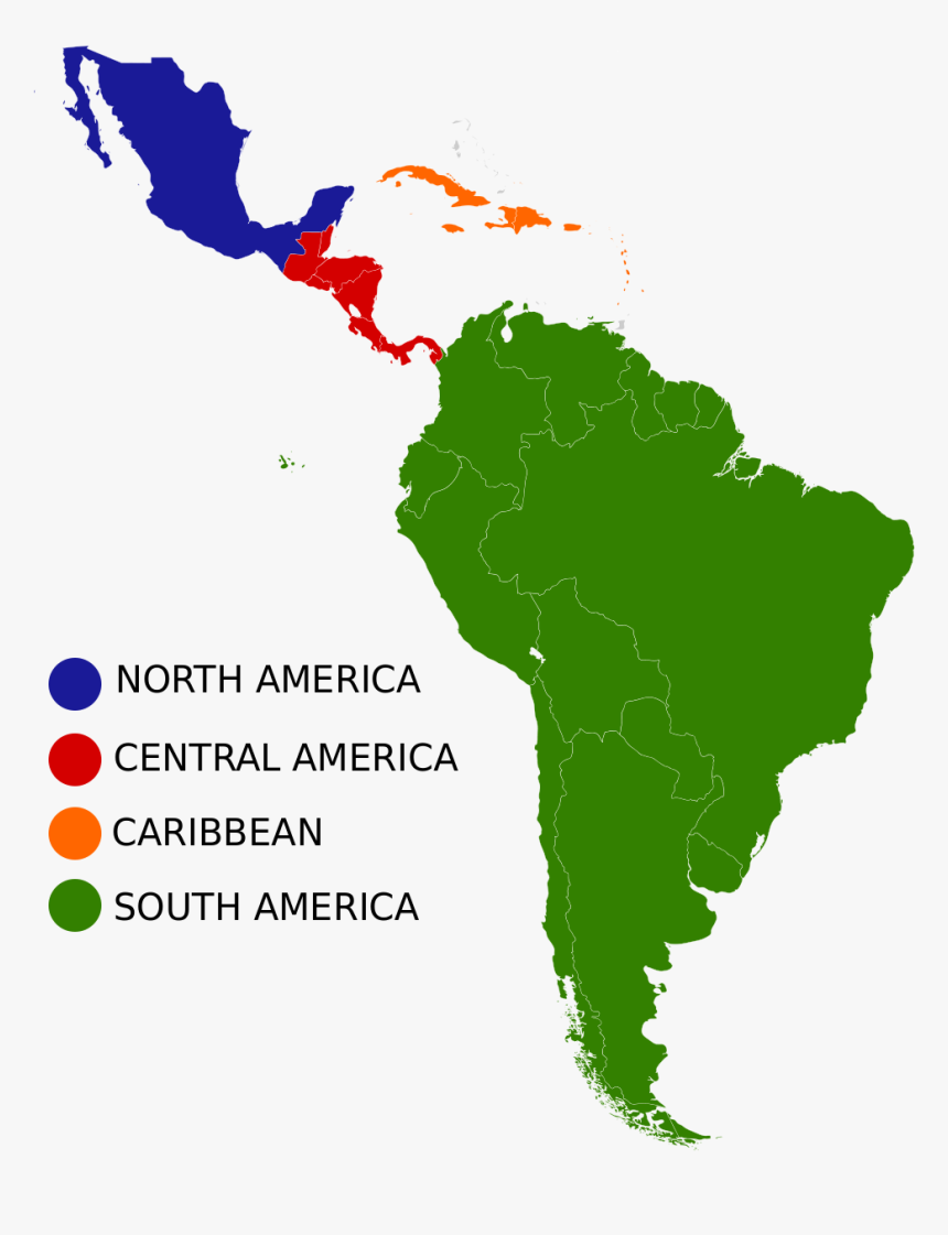 Caribbean Region Map Showing Us And Cuba Latin America - Central America Region Map, HD Png Download, Free Download