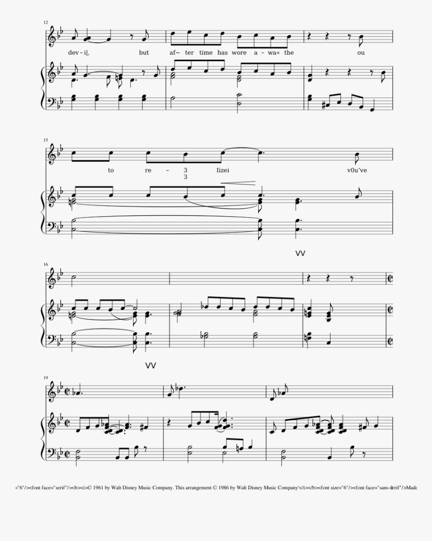 Cruella De Ville Sheet Music Composed By Words And - Not While I M Around Sheet Music, HD Png Download, Free Download