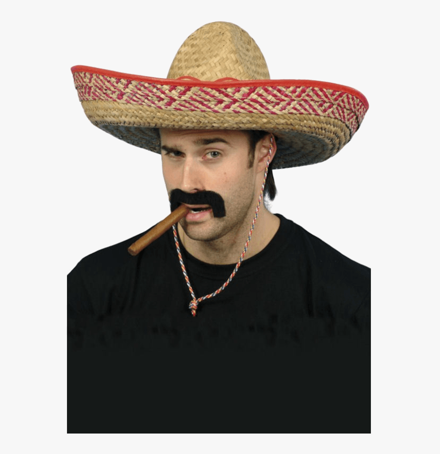 Man Wearing A Sombrero , Png Download - Mexican Hat And Moustache, Transparent Png, Free Download