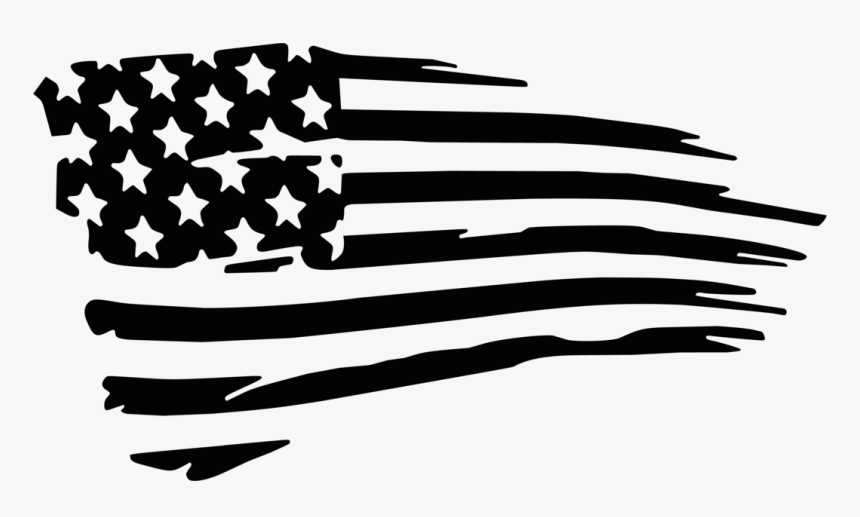 Tattered American Flag - American Flag Clipart Black And White, HD Png Down...