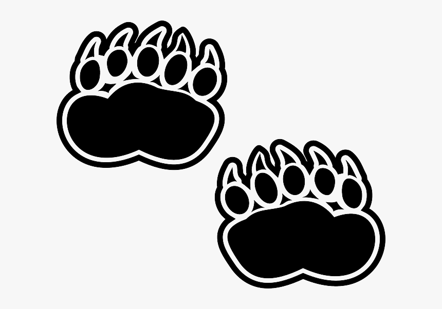 Black, Silhouette, Footprints, Bear, Claws, Paws, Paw - Bear Footprints, HD Png Download, Free Download