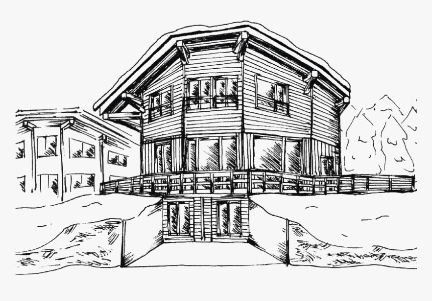 Chalet D"espoir Luxury Ski Chalet Sketch - House, HD Png Download, Free Download