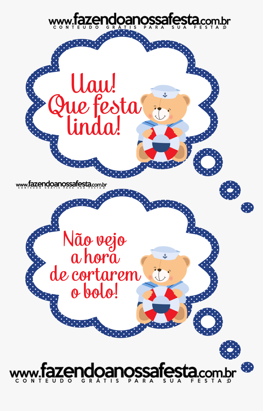 Transparent Ursinho Marinheiro Png - Plaquinhas Divertidas Ursinho Marinheiro, Png Download, Free Download