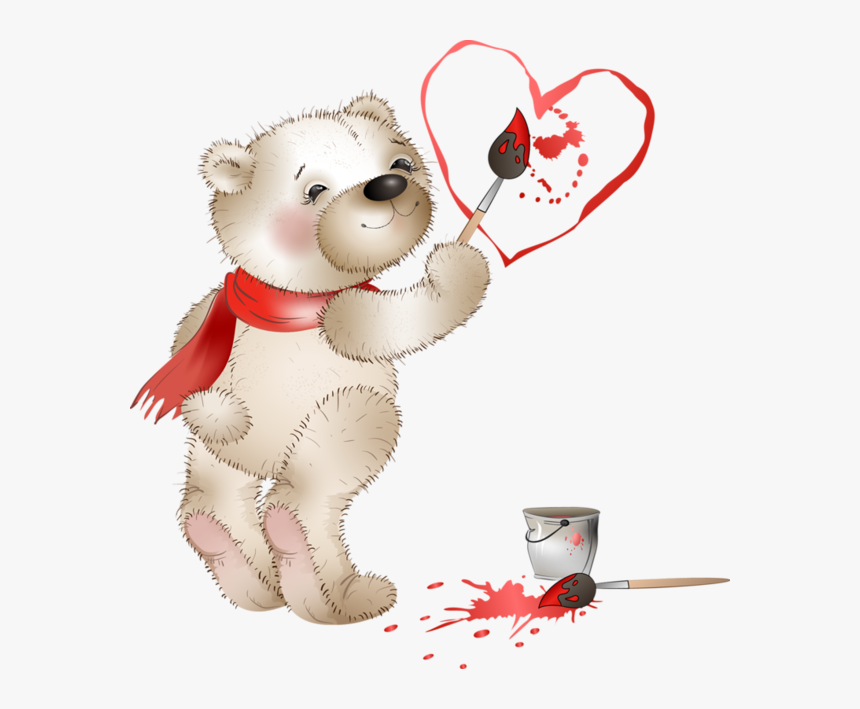 Bear Clipart, Cute Clipart, Valentines Day Bears, Teddy - Teddy Bear Doing Painting, HD Png Download, Free Download