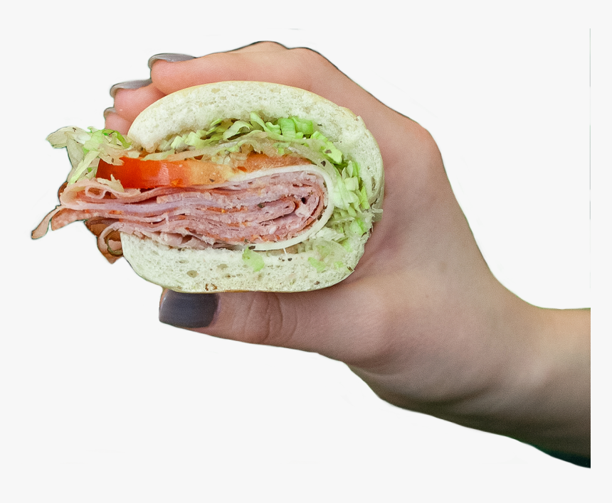 Hand Holding Milio"s Sandwich - Fast Food, HD Png Download, Free Download