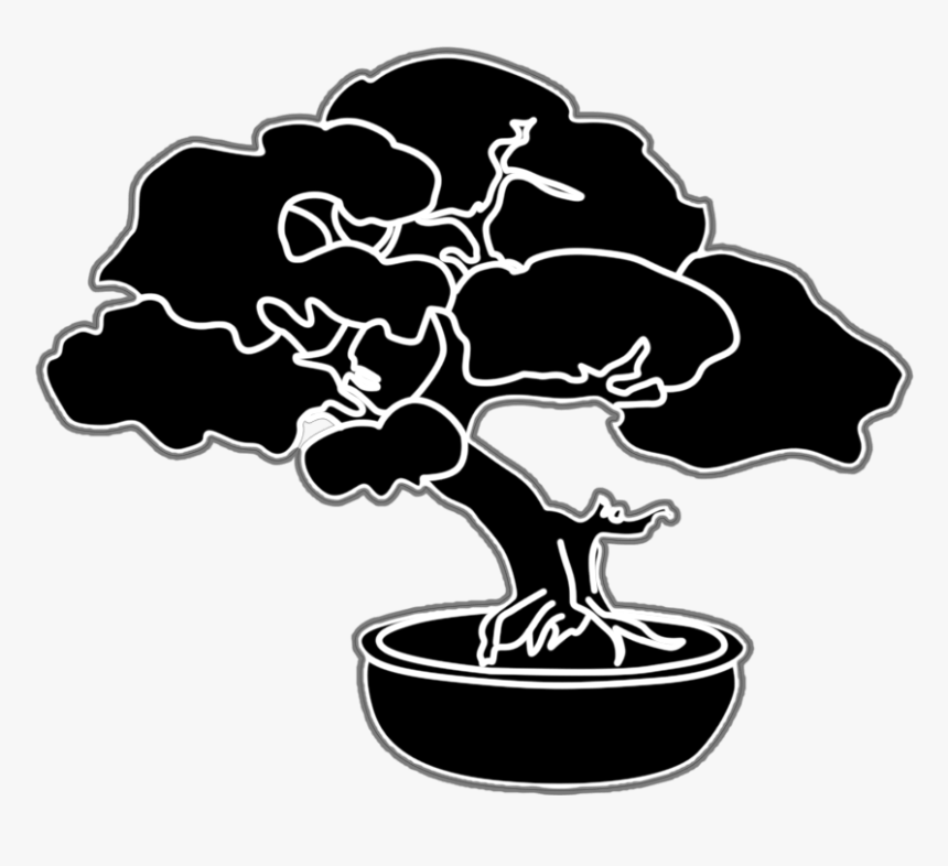 Bonsai Silhouette - Bonsai Tree Drawing Easy Black, HD Png Download, Free Download