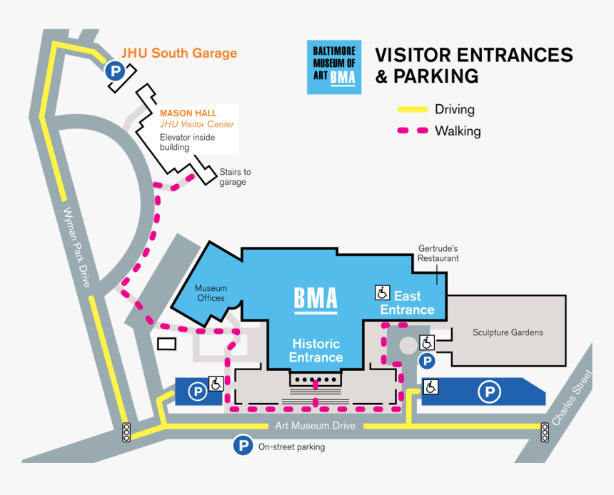 2015 Bma Parking Guide - Baltimore Museum Of Art Map Sculpture Garden, HD Png Download, Free Download