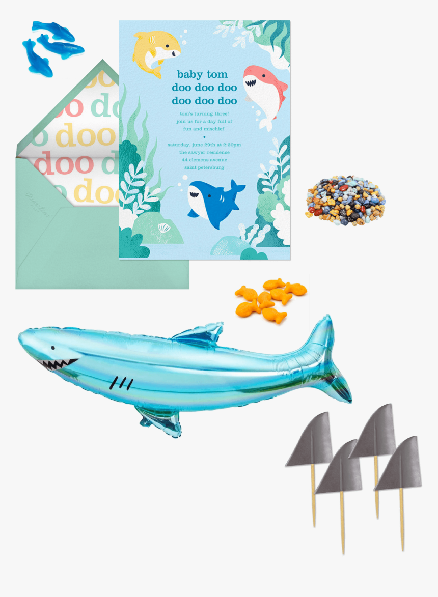 Baby Shark Birthday Party Invitation And Supplies - サメ バルーン, HD Png Download, Free Download