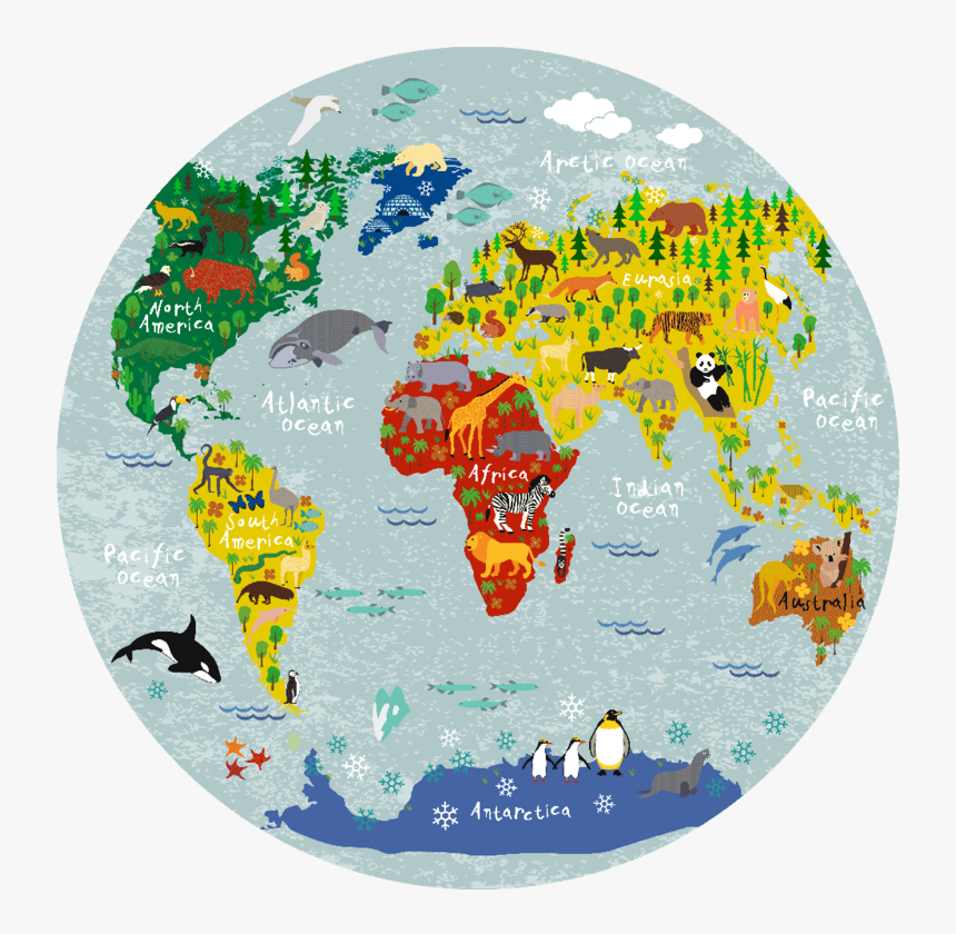 World Map Round Placemat "
 Class= - Round Map Of The World, HD Png Download, Free Download