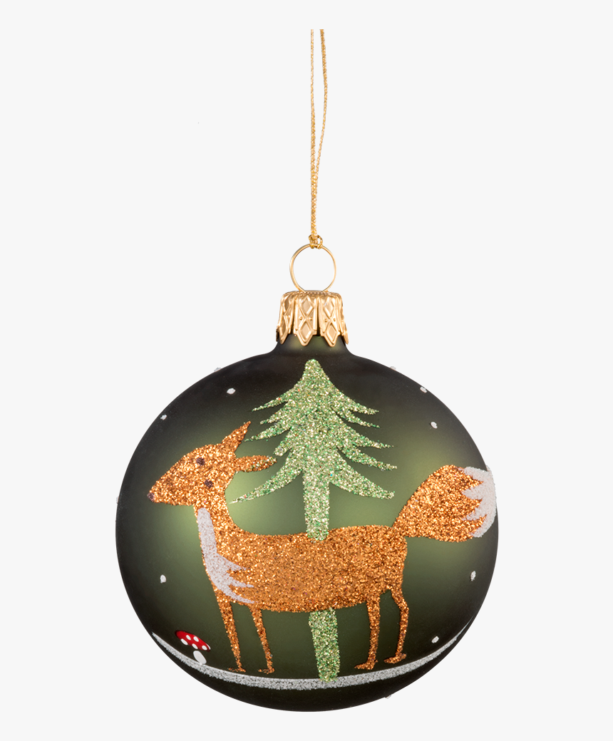 Glass Bauble Green With Fox, 7 Cm - Kristbaumkugeln Fuchs, HD Png Download, Free Download