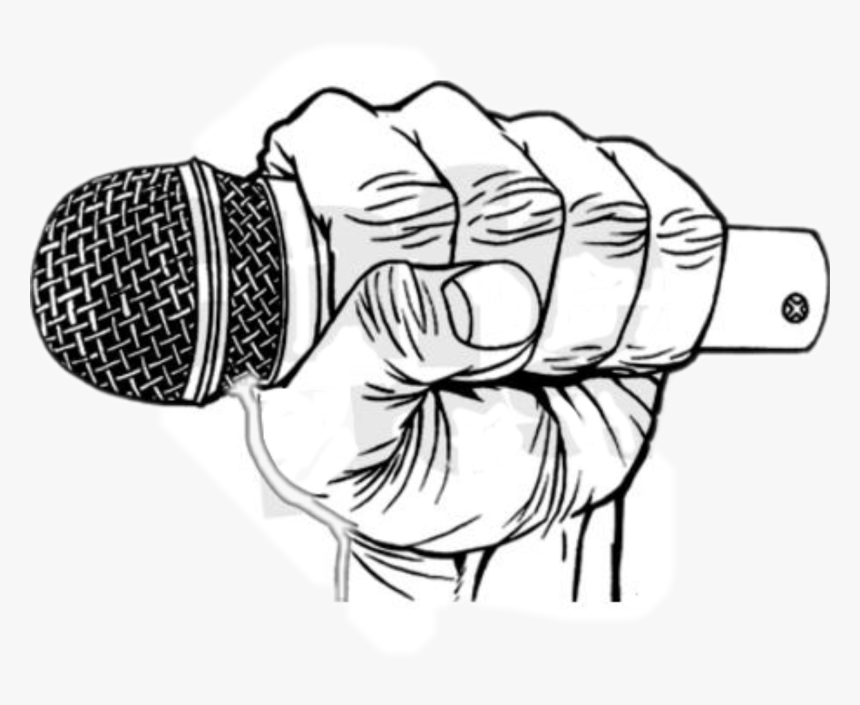 Microphone Drawing Hand Holding For Free Download - Hand Holding Microphone Drawing, HD Png Download, Free Download