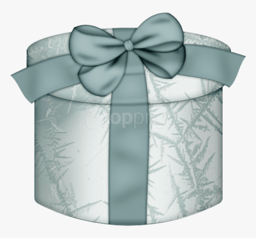 Download White Round Gift Box With Blue Bow Clipart - Gift Box Clipart Round, HD Png Download, Free Download