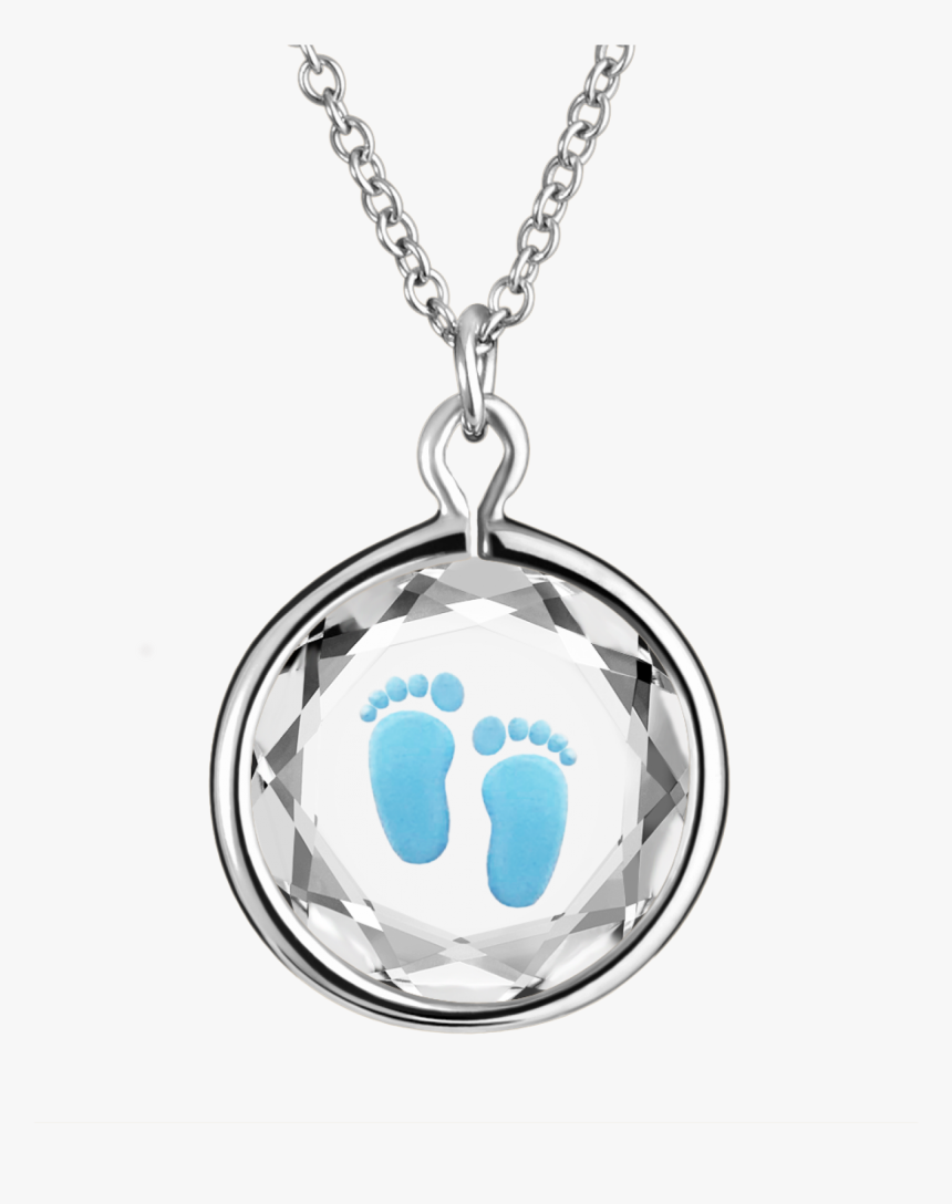 Baby Footprints Enameled Baby Blue In White Crystal - Necklace, HD Png Download, Free Download