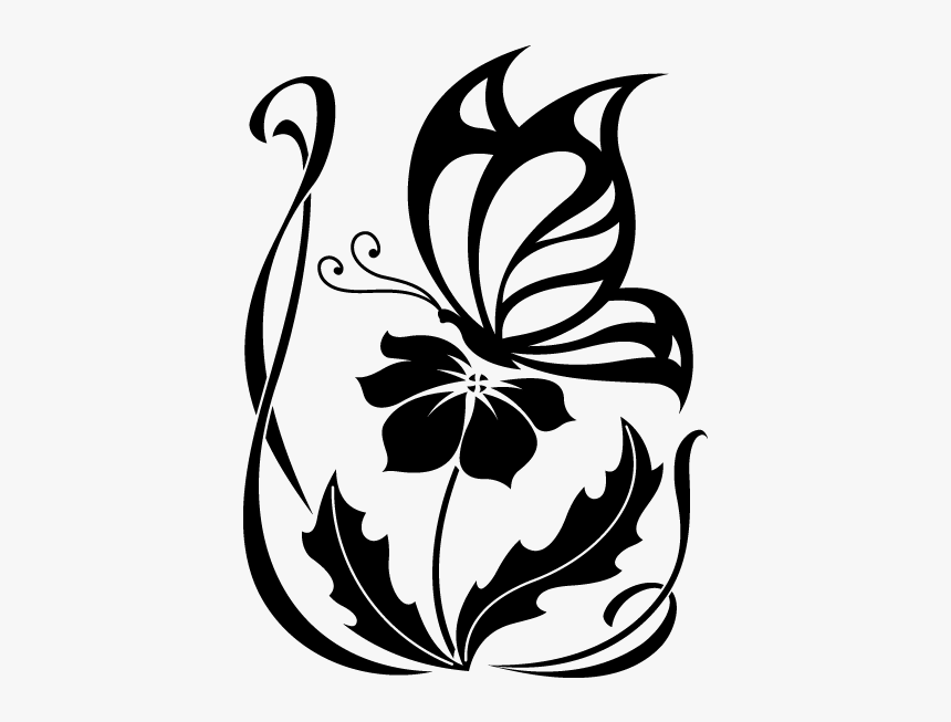 Turkey Vulture B&w Clipart Banner Stock Vinilo Decorativo - Butterfly Sitting On Flower Drawing, HD Png Download, Free Download