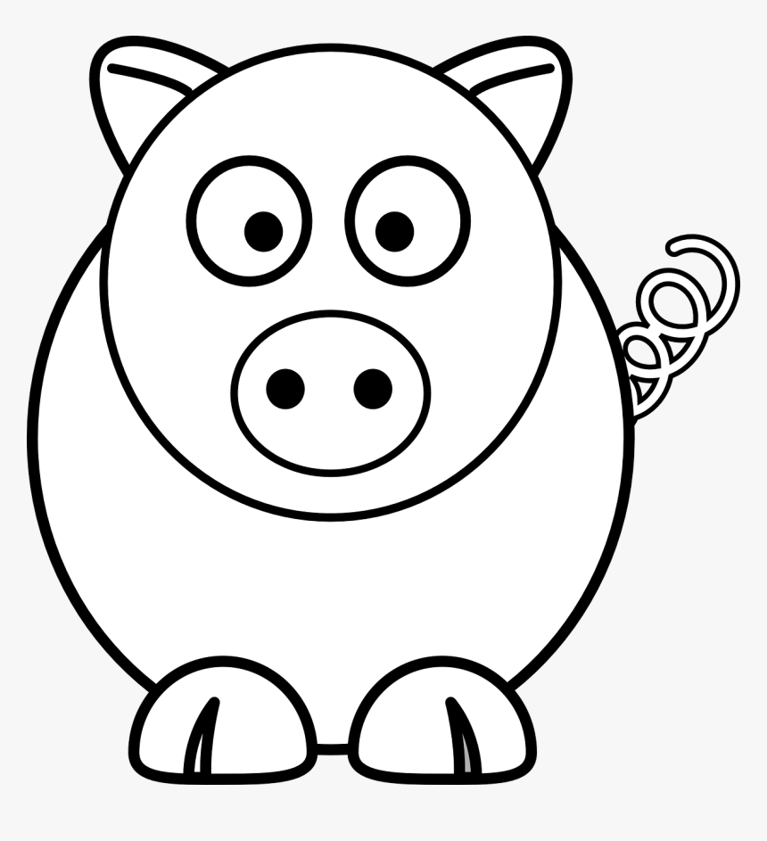 Transparent Pig Outline Png - Cartoon Pig Clip Art Black White, Png Download, Free Download