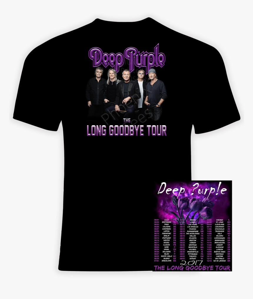 Short Sleeve Front
size Chart - Deep Purple The Long Goodbye Tour 2019, HD Png Download, Free Download