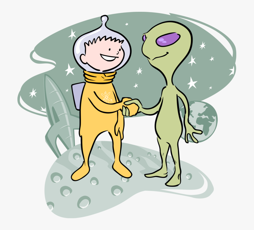 Vector Illustration Of Extraterrestrial Space Alien - Alien And Human Clipart, HD Png Download, Free Download