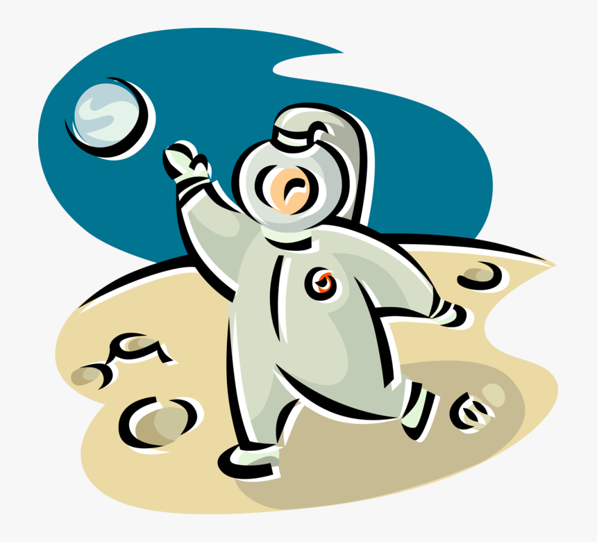 Vector Illustration Of Astronaut Explorer Walks On - Walking On The Moon Clipart, HD Png Download, Free Download