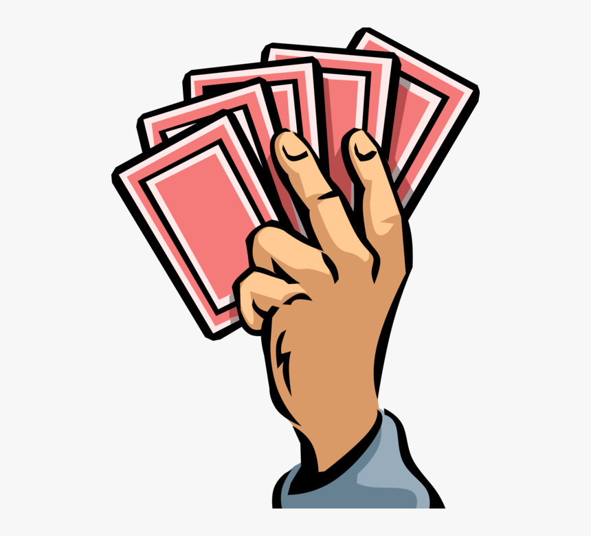 Vector Illustration Of Hand Holds Winning Hand Casino - Person Playing Cards Clipart, HD Png Download, Free Download