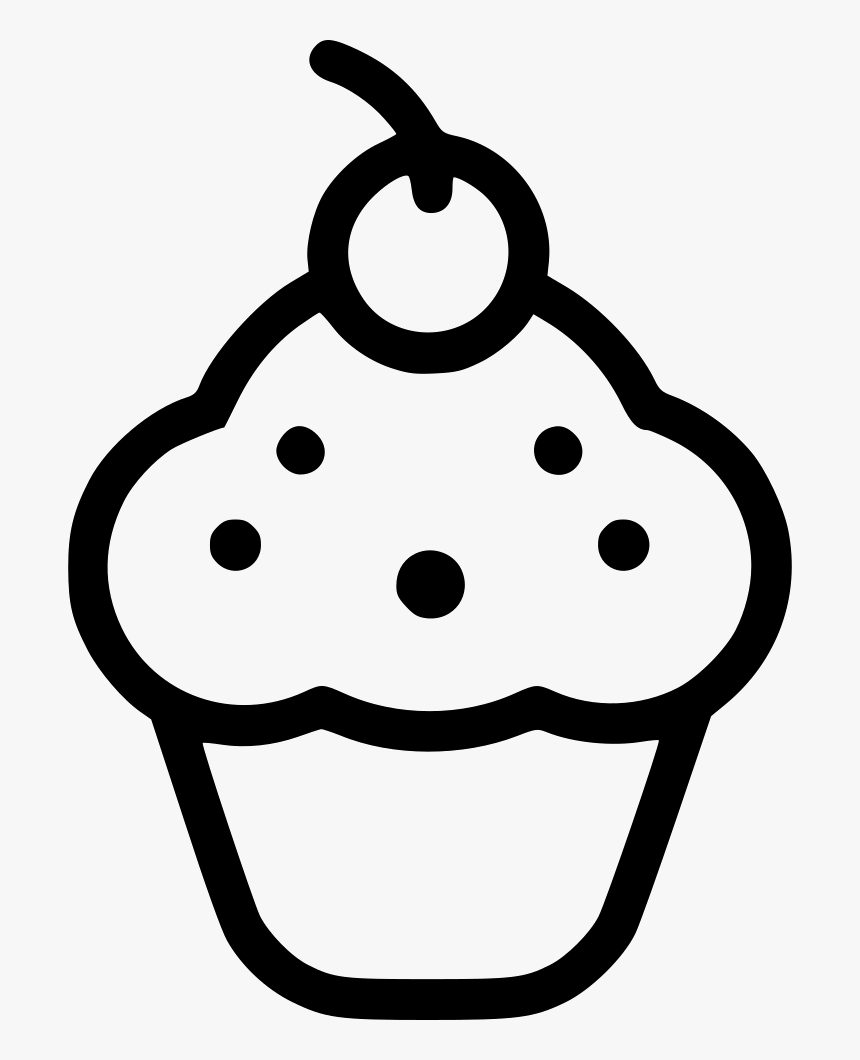 Cherry Cupcake - Cupcake Line Art, HD Png Download, Free Download