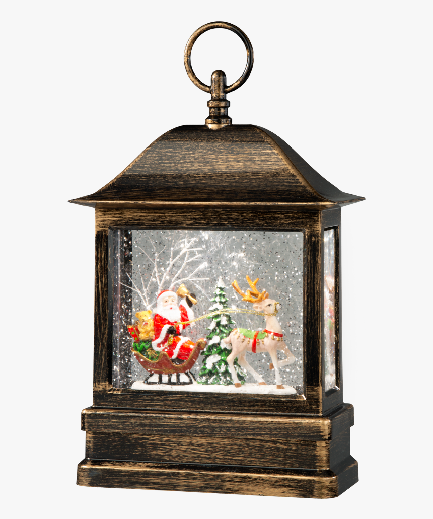 Led Snow Lantern "santa With Reindeer Sleigh", 25cm, HD Png Download, Free Download