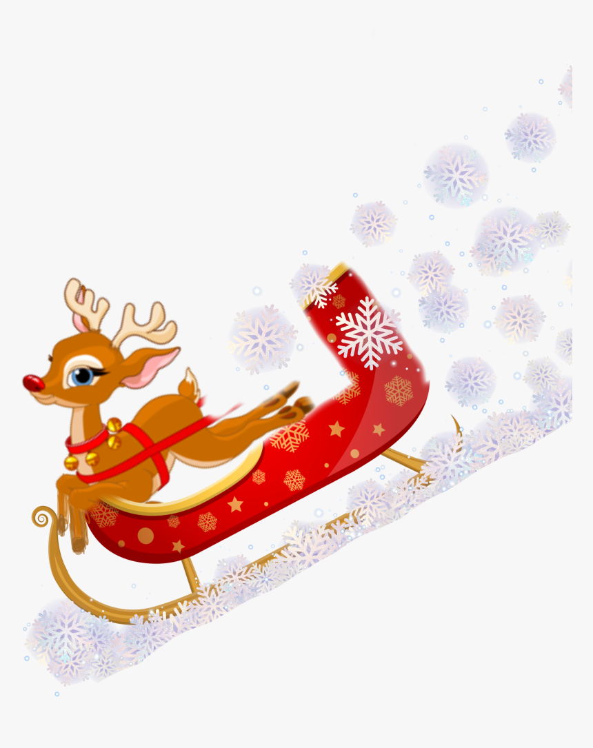 #freetoedit #reindeer #sleigh #santa #snow #snowflake - Santa Claus Sleigh Cartoon, HD Png Download, Free Download
