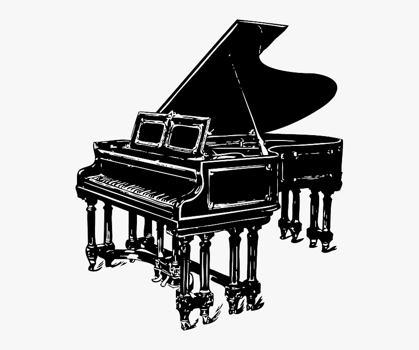 Black, Music, Silhouette, White, Cartoon, Musical, - Piano Clip Art, HD Png Download, Free Download
