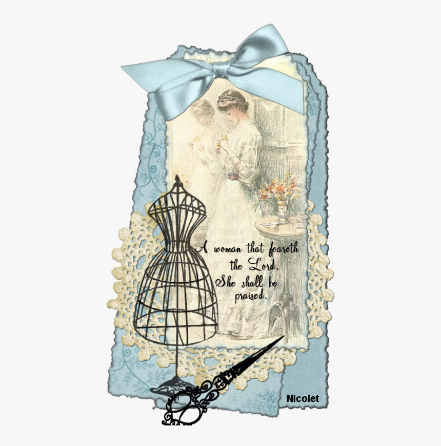 Vintage Lady Hang Tag In Creme - Pattern, HD Png Download, Free Download