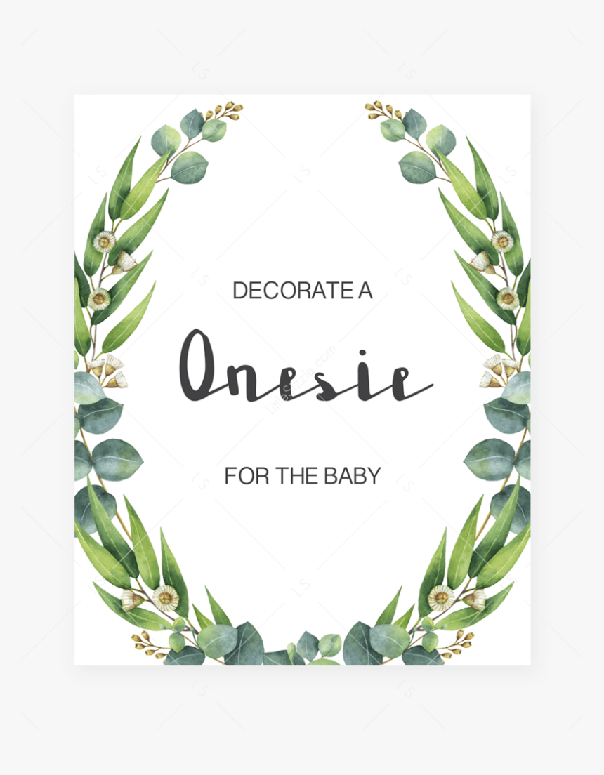 Onesie Decorating Station Greenery Baby Shower Printable - Decorate A Bib Sign, HD Png Download, Free Download